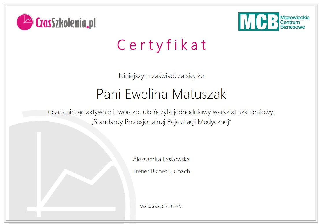 Certyfikat_Standardy_Ewelina Matuszak