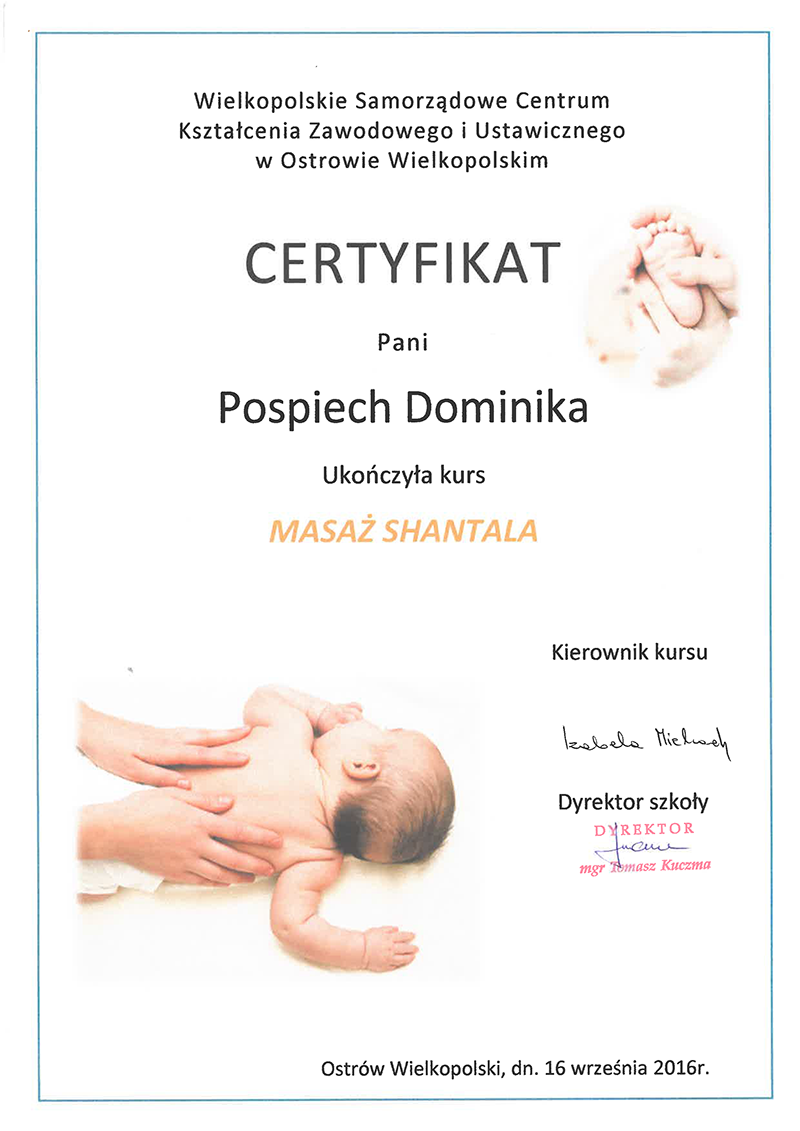 Dominika Pospiech - certyfikat
