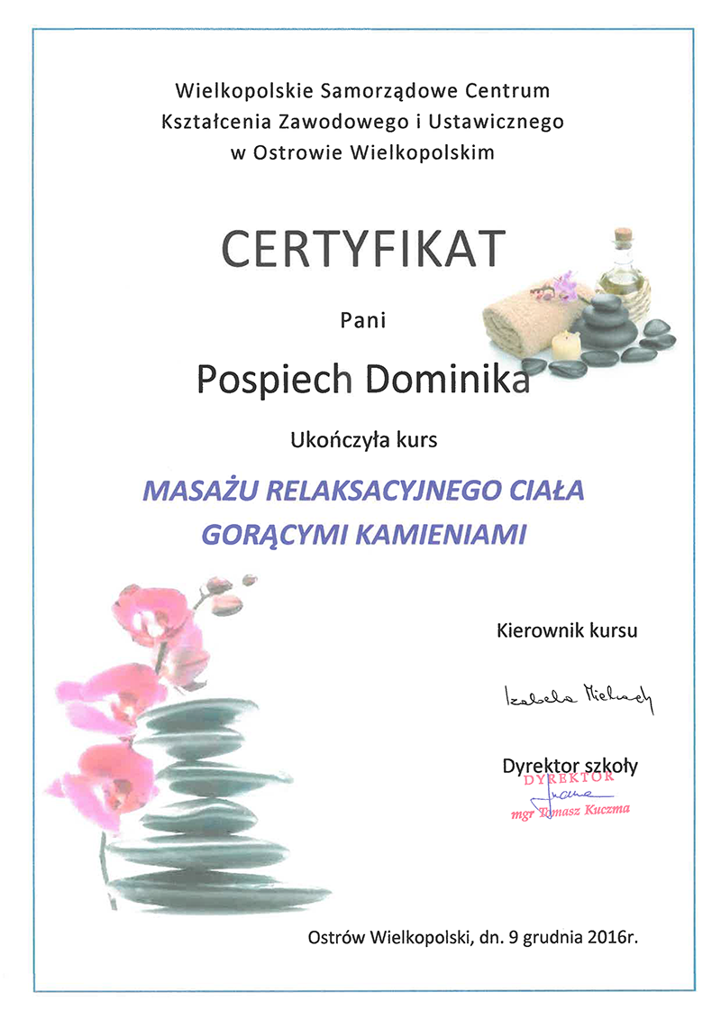 Dominika Pospiech - certyfikat