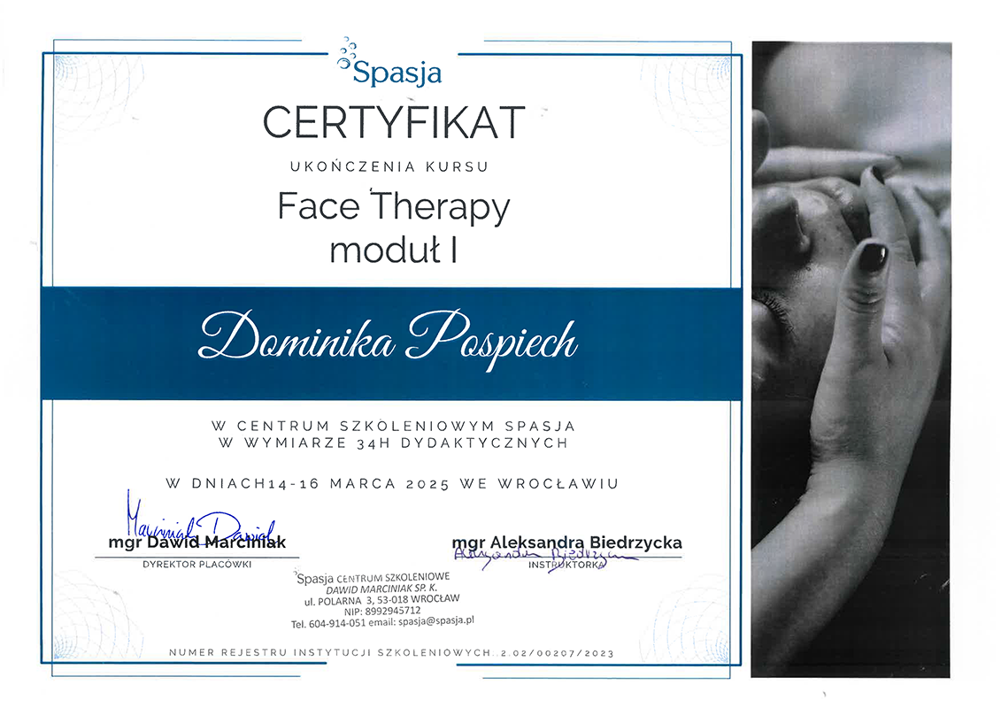 Dominika Pospiech - certyfikat