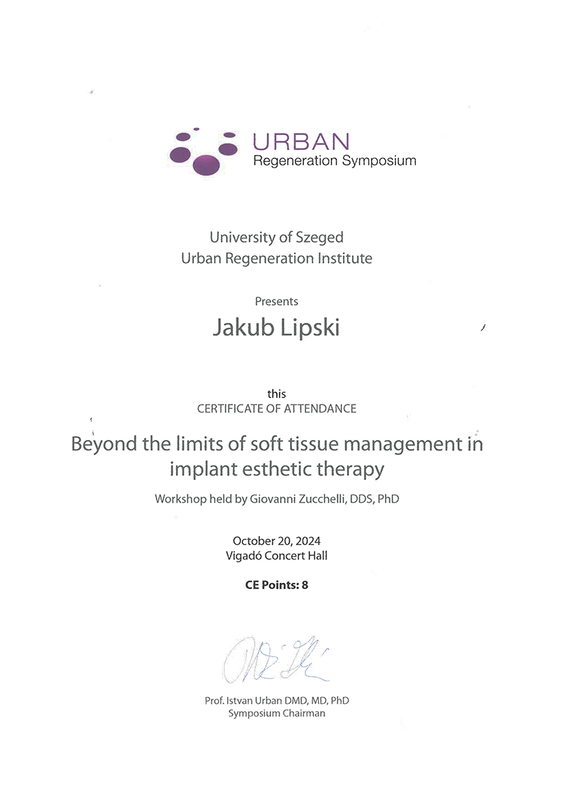 dr n.med. Jakub Lipski - certyfikat
